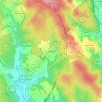 Carte topographique Unterwaldbauern, altitude, relief
