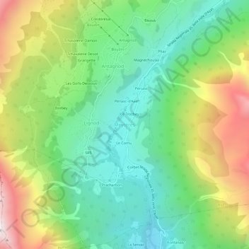 Carte topographique Meytéres, altitude, relief