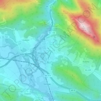 Carte topographique Irurtzun, altitude, relief