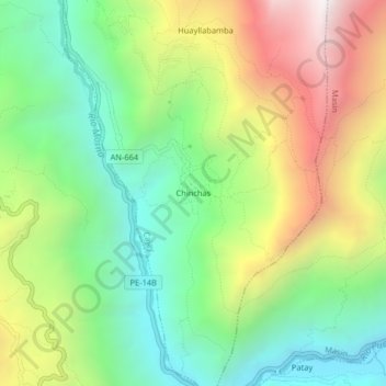 Carte topographique Chinchas, altitude, relief