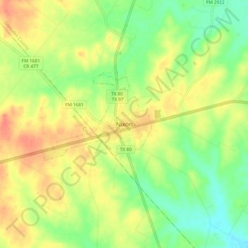 Carte topographique Nixon, altitude, relief