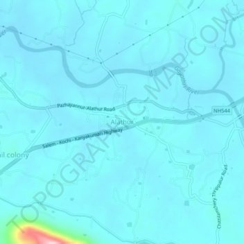 Carte topographique Alathur, altitude, relief