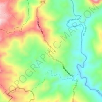 Carte topographique Skoria, altitude, relief