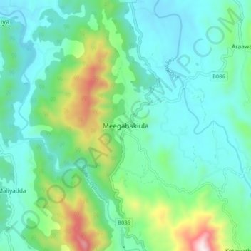 Carte topographique Meegahakiula, altitude, relief