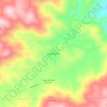 Carte topographique Vegas Blancas, altitude, relief