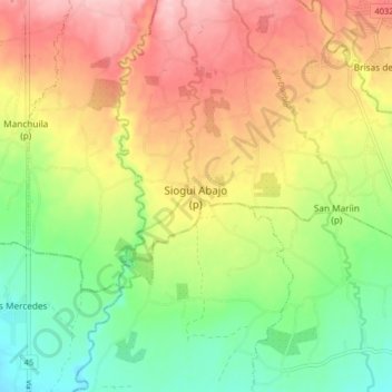 Carte topographique Siogui Abajo (p), altitude, relief