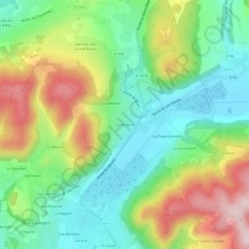 Carte topographique Le Mollard, altitude, relief