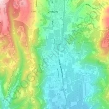 Carte topographique Marzana, altitude, relief