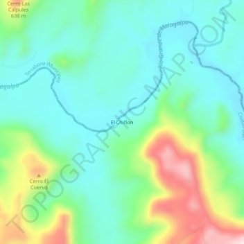 Carte topographique El Chiflon, altitude, relief