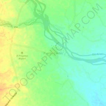Carte topographique Puerto Caldas, altitude, relief