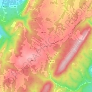 Carte topographique Levels, altitude, relief