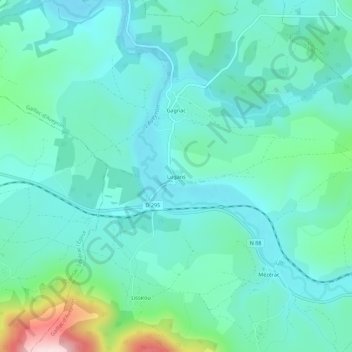 Carte topographique Lugans, altitude, relief