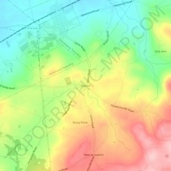Carte topographique Dryville, altitude, relief