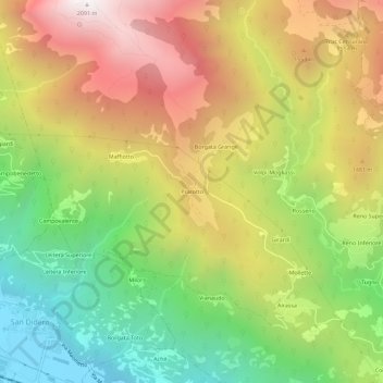 Carte topographique Prarotto, altitude, relief