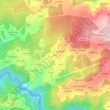 Carte topographique Sanín, altitude, relief