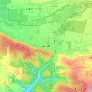 Carte topographique Pöhlde, altitude, relief