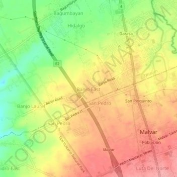 Carte topographique Banjo East, altitude, relief