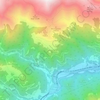 Carte topographique Cascine, altitude, relief