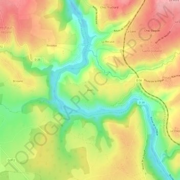 Carte topographique Rives, altitude, relief