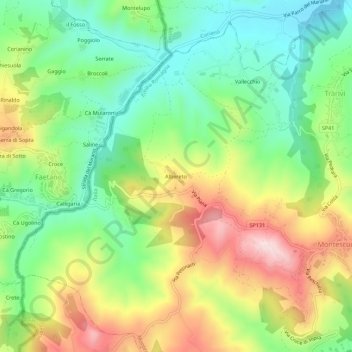 Carte topographique Albereto, altitude, relief
