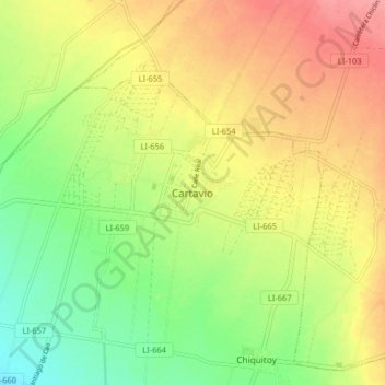 Carte topographique Cartavio, altitude, relief