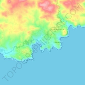 Carte topographique Puerto Ángel, altitude, relief