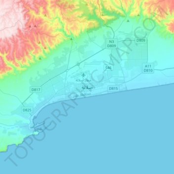 Carte topographique Salalah, altitude, relief