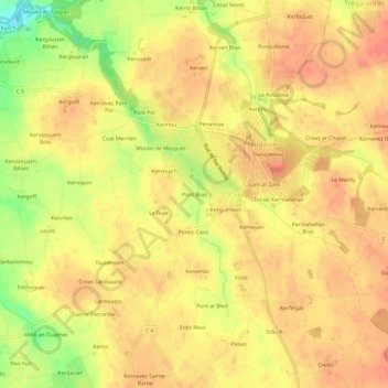 Carte topographique Pont Bras, altitude, relief