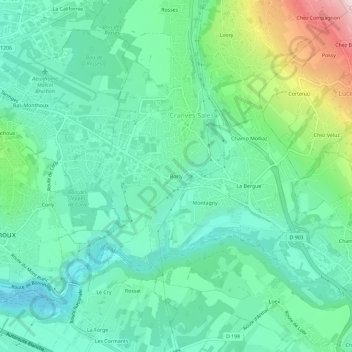 Carte topographique Borly, altitude, relief