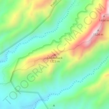 Carte topographique Saddleback, altitude, relief