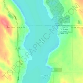 Carte topographique South Arm, altitude, relief