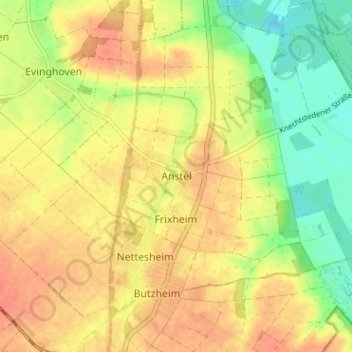 Carte topographique Anstel, altitude, relief