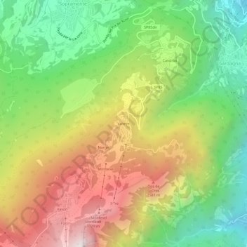 Carte topographique Vaneze, altitude, relief