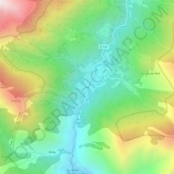 Carte topographique Isil, altitude, relief