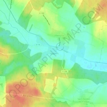 Carte topographique La Outre, altitude, relief