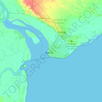Carte topographique Beira, altitude, relief