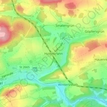 Carte topographique Holenbrunn, altitude, relief