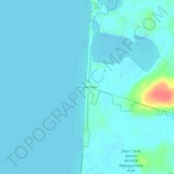 Carte topographique Rainbow Shores, altitude, relief