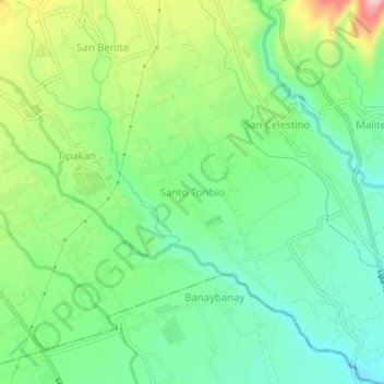 Carte topographique Santo Toribio, altitude, relief
