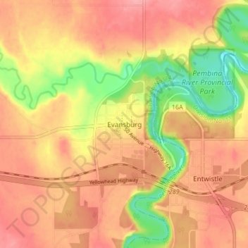 Carte topographique Evansburg, altitude, relief