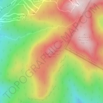 Carte topographique Bone Mountain, altitude, relief