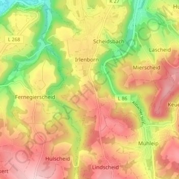 Carte topographique Hausen, altitude, relief