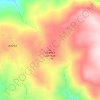 Carte topographique Big Bend Mountain, altitude, relief