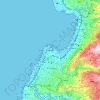 Carte topographique Kaslik, altitude, relief