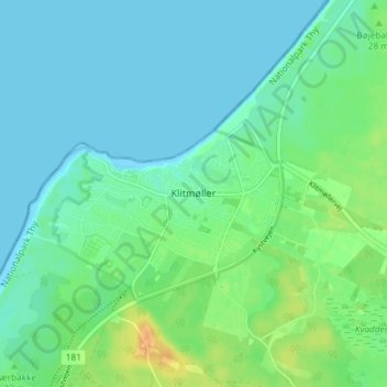 Carte topographique Klitmøller, altitude, relief