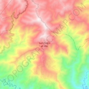 Carte topographique San Pedro el Alto, altitude, relief