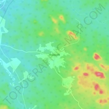 Carte topographique Adapalli, altitude, relief