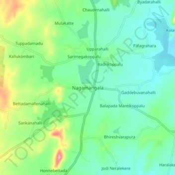 Carte topographique Nagamangala, altitude, relief