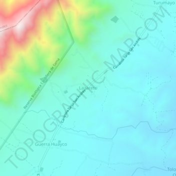 Carte topographique Lazareto, altitude, relief