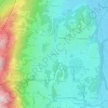 Carte topographique Muderbolz, altitude, relief